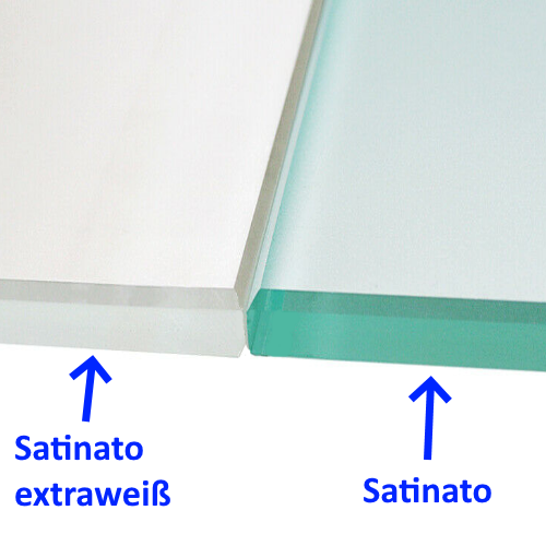 Weißglas /Optiwhite /supertransparentes Glas satiniert / Satinato.