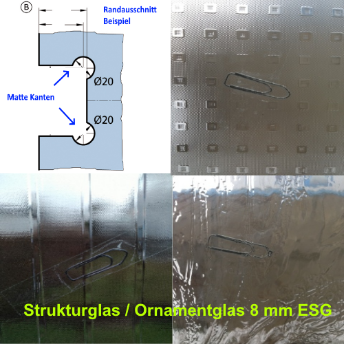 8mm Sicherheitsglas ESG als Strukturglas Ornamentglas