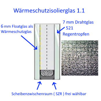 Isolierglas mit Drahtglas 521 Regentropfen kaufen Berlin Potsdam